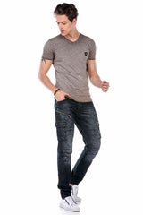 CD680 Men Straight Fit Jeans with trendy cargot bags