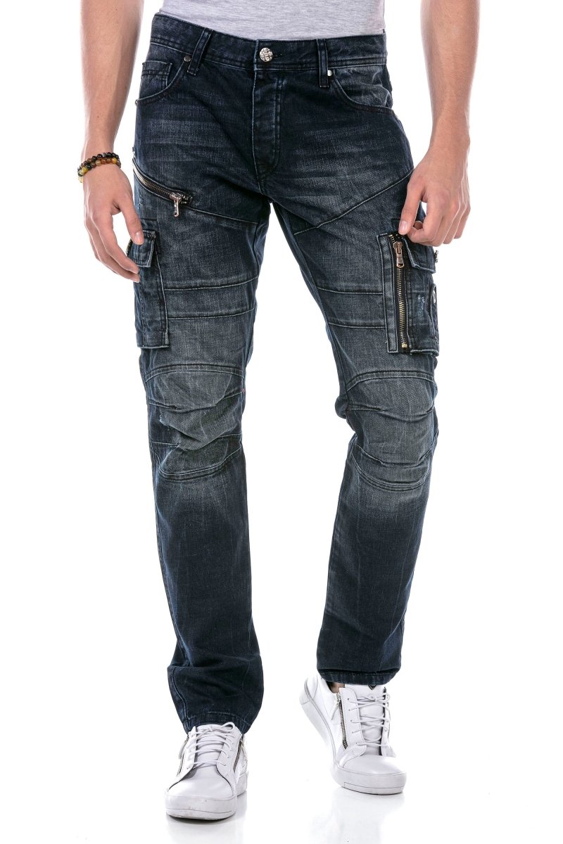 CD680 Men Straight Fit Jeans met trendy Cargot -tassen