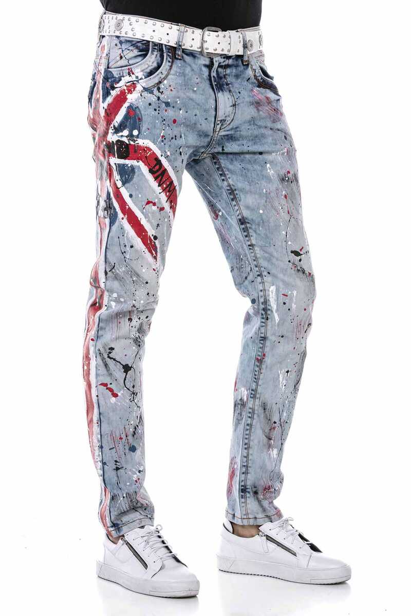 CD684 jeans confortables pour hommes avec design peint à la main
