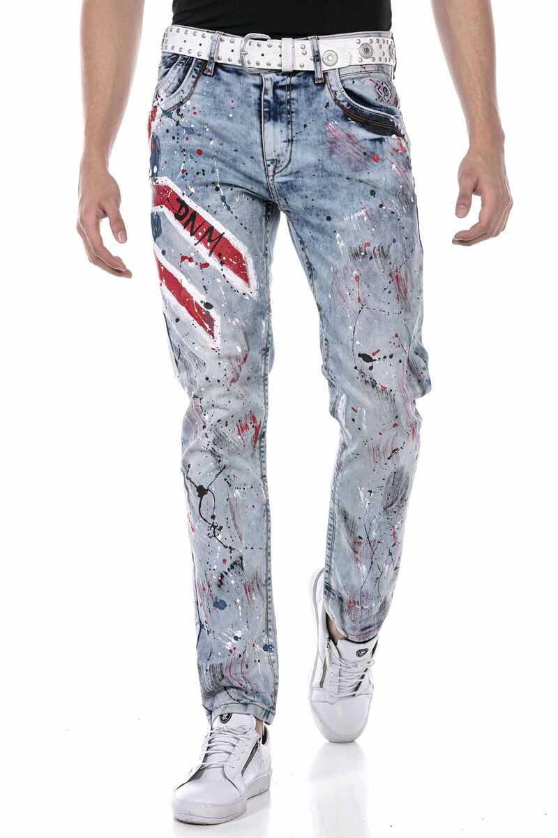CD684 jeans confortables pour hommes avec design peint à la main