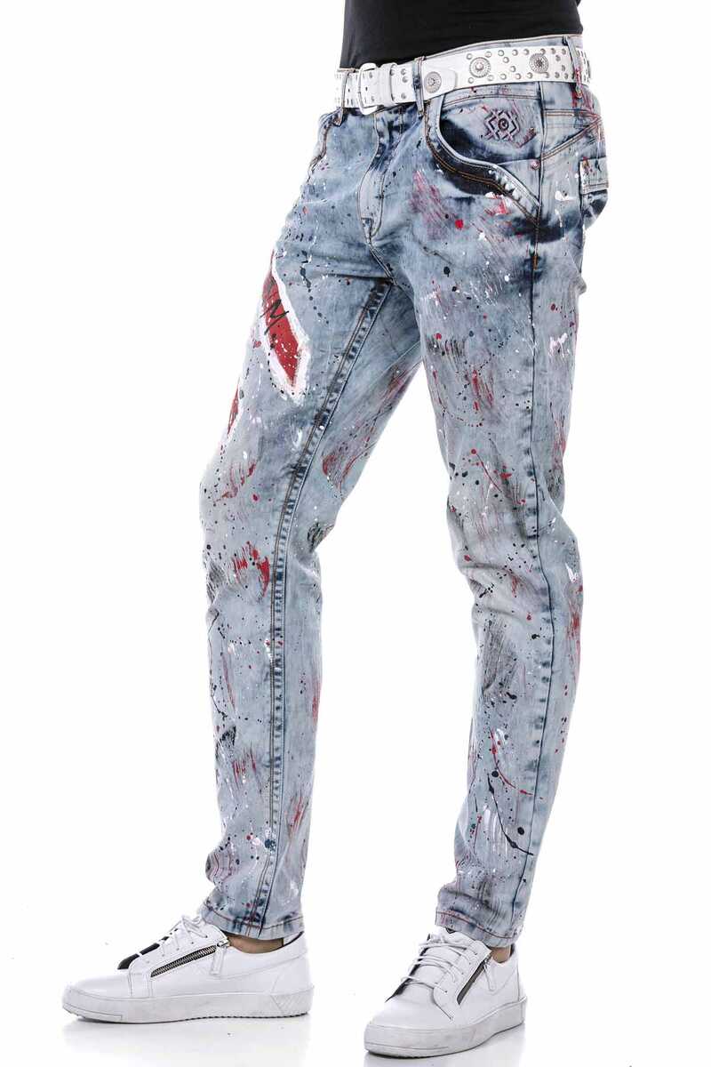 CD684 jeans confortables pour hommes avec design peint à la main