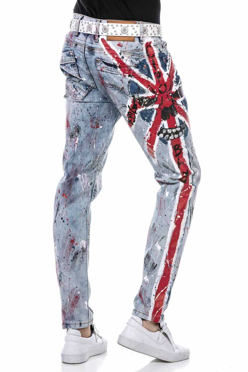 CD684 jeans confortables pour hommes avec design peint à la main