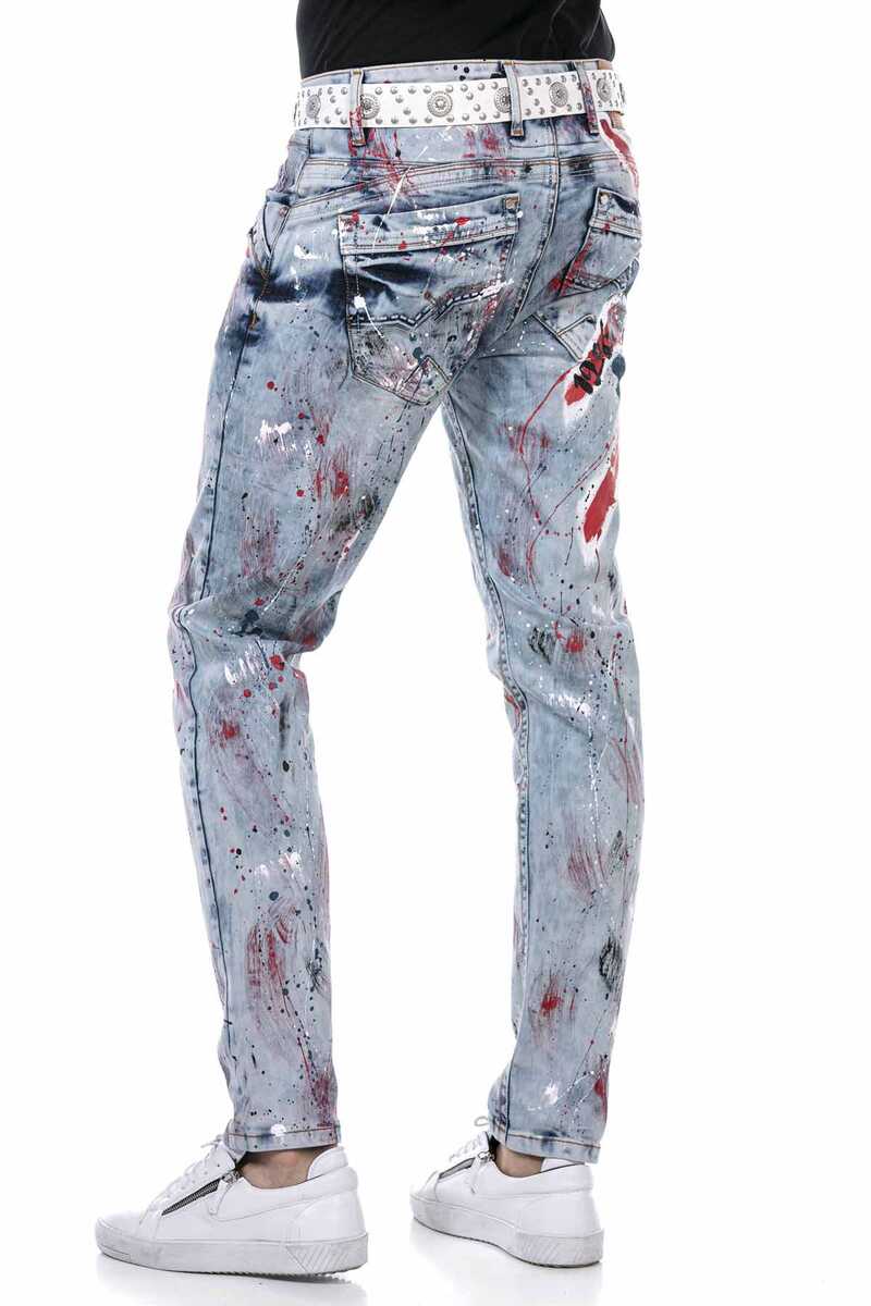 CD684 jeans confortables pour hommes avec design peint à la main