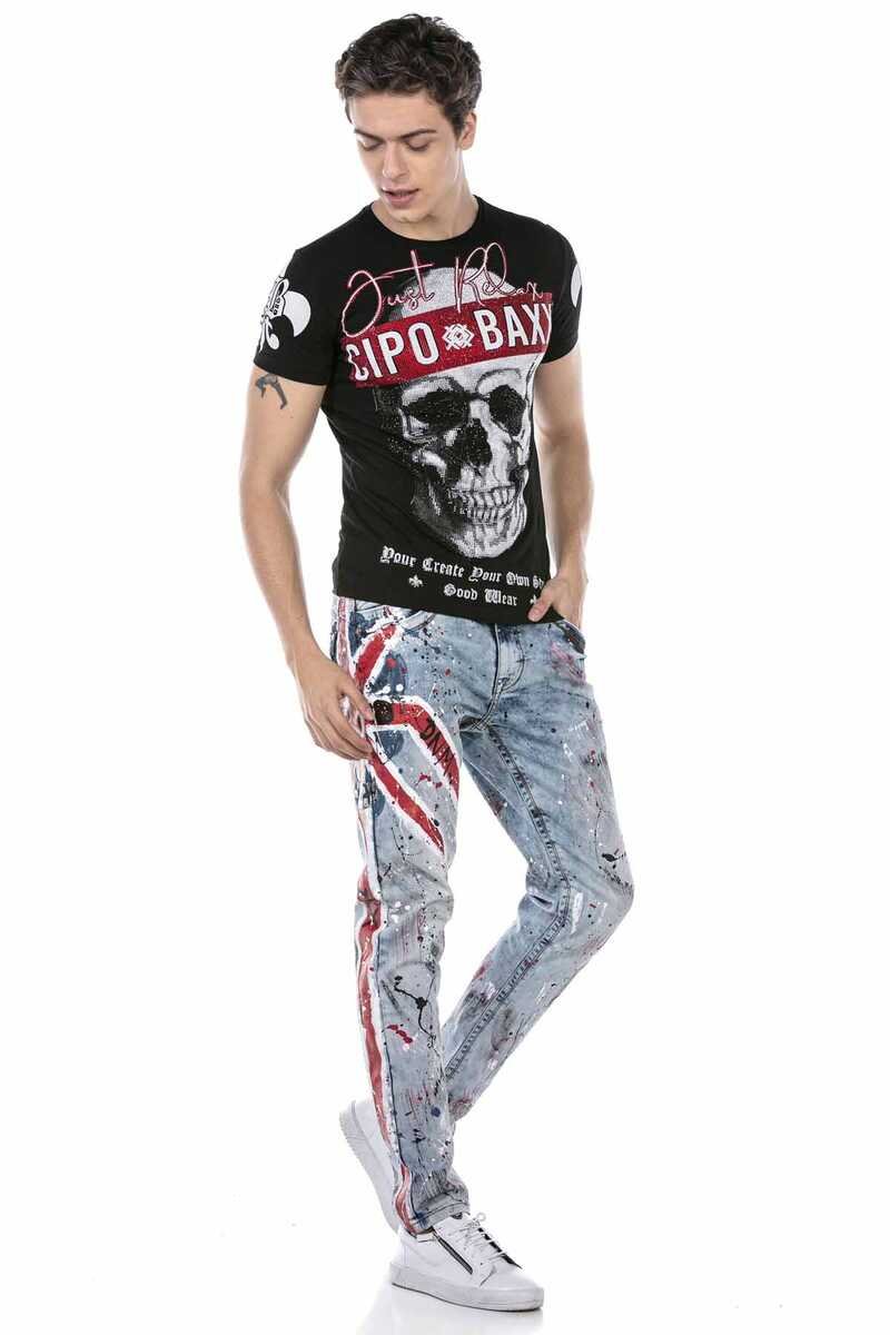 CD684 jeans confortables pour hommes avec design peint à la main