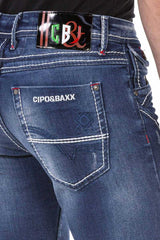 CD692 Herren Straight Fit-Jeans mit cooler Used-Waschung