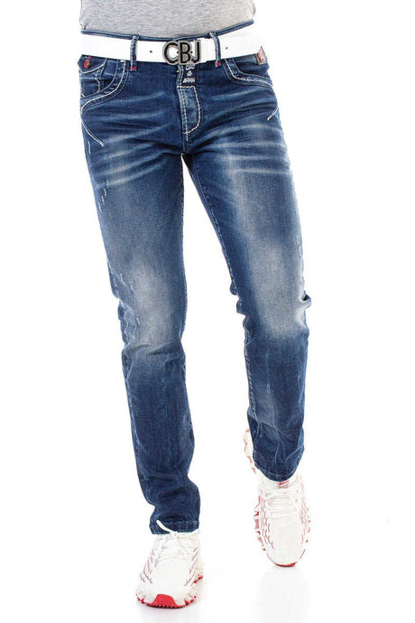 CD692 Heren Straight Fit Jeans met Coole Used-Washing