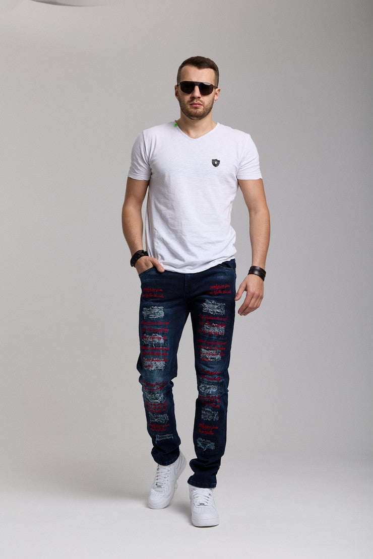 CD694 Jeans pour hommes au look extravagant