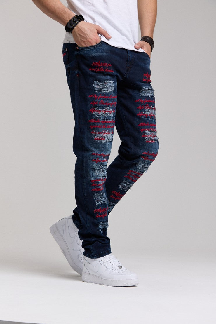 CD694 Jeans pour hommes au look extravagant