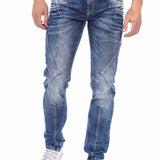 CD695 men Straight fit jeans with trendy decorative stitching