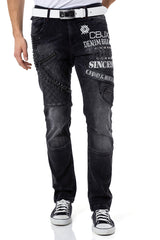 CD696 Heren Slim-Fit-Jeans met coole Klinknagels
