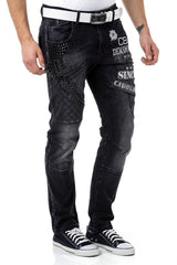 CD696 Heren Slim-Fit-Jeans met coole Klinknagels