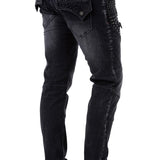 CD696 Herren Slim-Fit-Jeans mit coolen Nieten