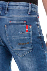 CD698 Herren Straight Fit-Jeans mit trendigen Ziernähten