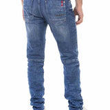CD698 Men Straight Fit Jeans con costuras decorativas de moda