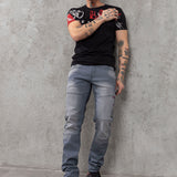 CD699 Herren Straight Fit-Jeans mit cooler Used-Waschung