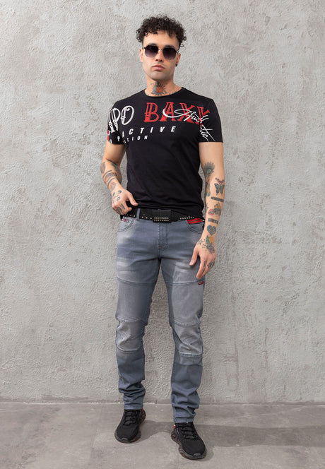CD699 Herren Straight Fit-Jeans mit cooler Used-Waschung