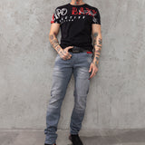 CD699 Herren Straight Fit-Jeans mit cooler Used-Waschung