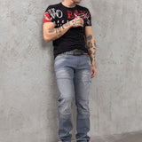 CD699 Herren Straight Fit-Jeans mit cooler Used-Waschung