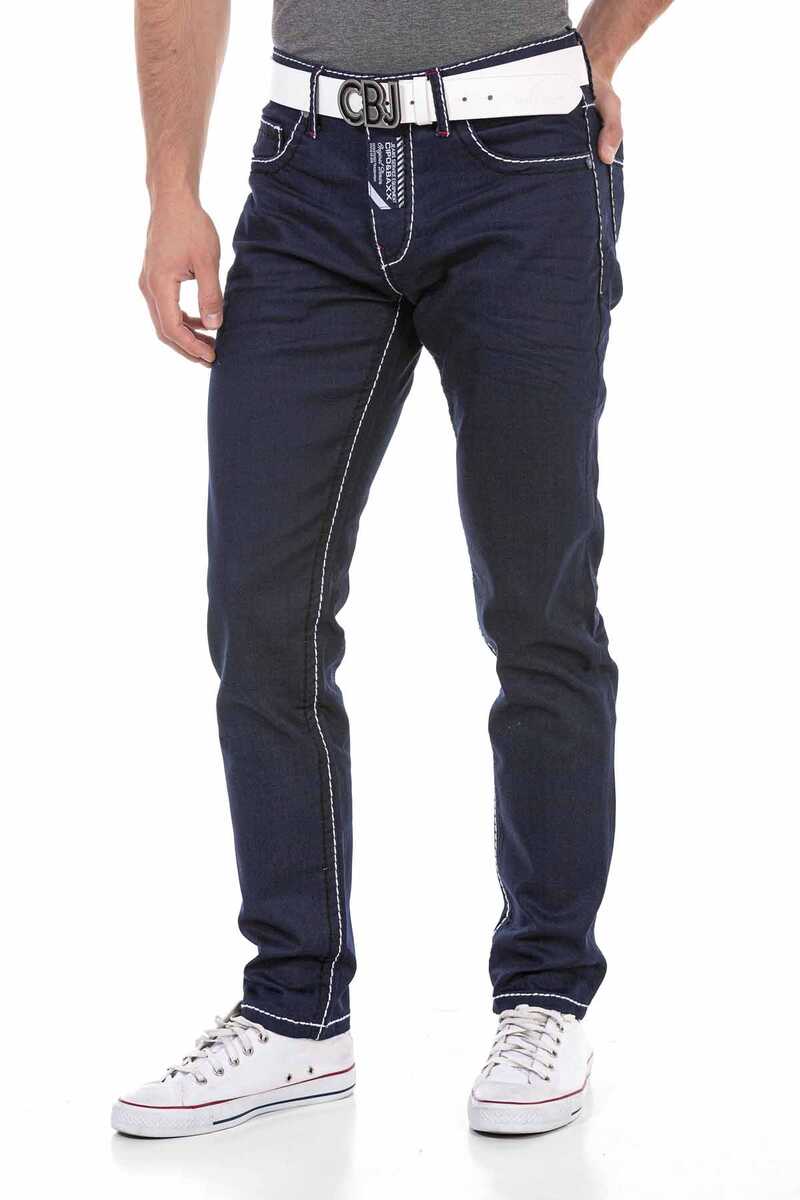 CD705 Straight Fit Heren Jeans met en Trendy Contrasterende Stiksels