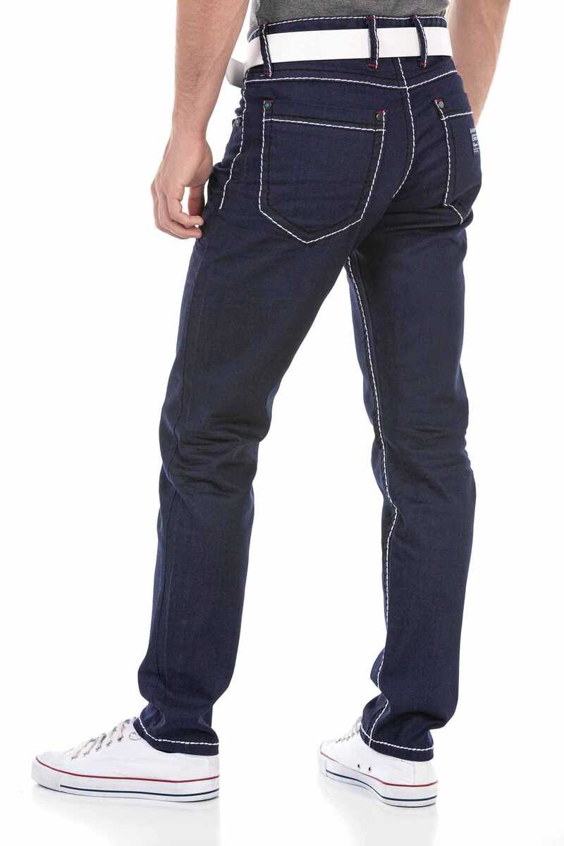 CD705 Straight Fit Heren Jeans met en Trendy Contrasterende Stiksels