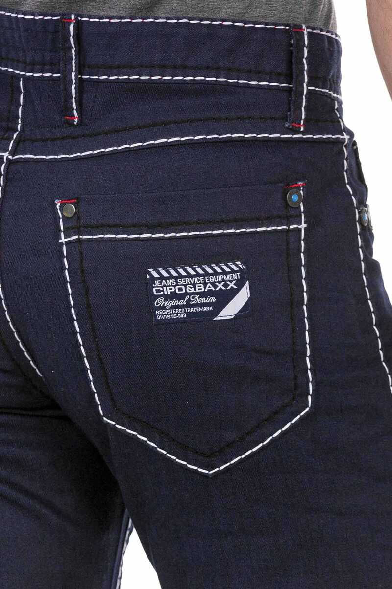 CD705 Straight Fit Heren Jeans met en Trendy Contrasterende Stiksels