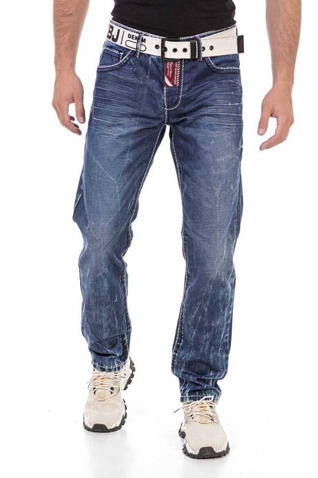 CD709 Herren Straight Fit-Jeans mit extravaganter Waschung