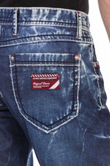CD709 Jeans droit pour hommes avec un lavage extravagant