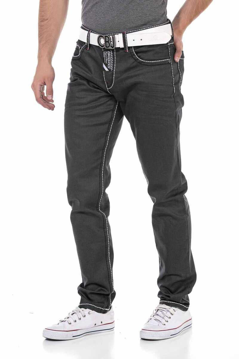CD710 Men Straight Fit Jeans with trendy contrast stitching