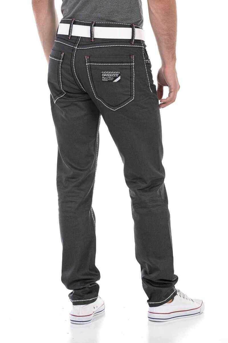 CD710 Men Straight Fit Jeans with trendy contrast stitching