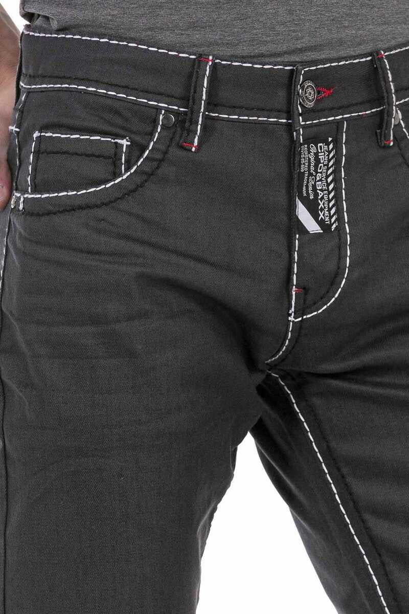 CD710 Men Straight Fit Jeans with trendy contrast stitching
