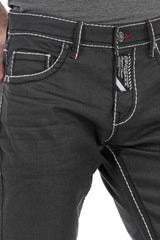 CD710 Men Straight Fit Jeans with trendy contrast stitching