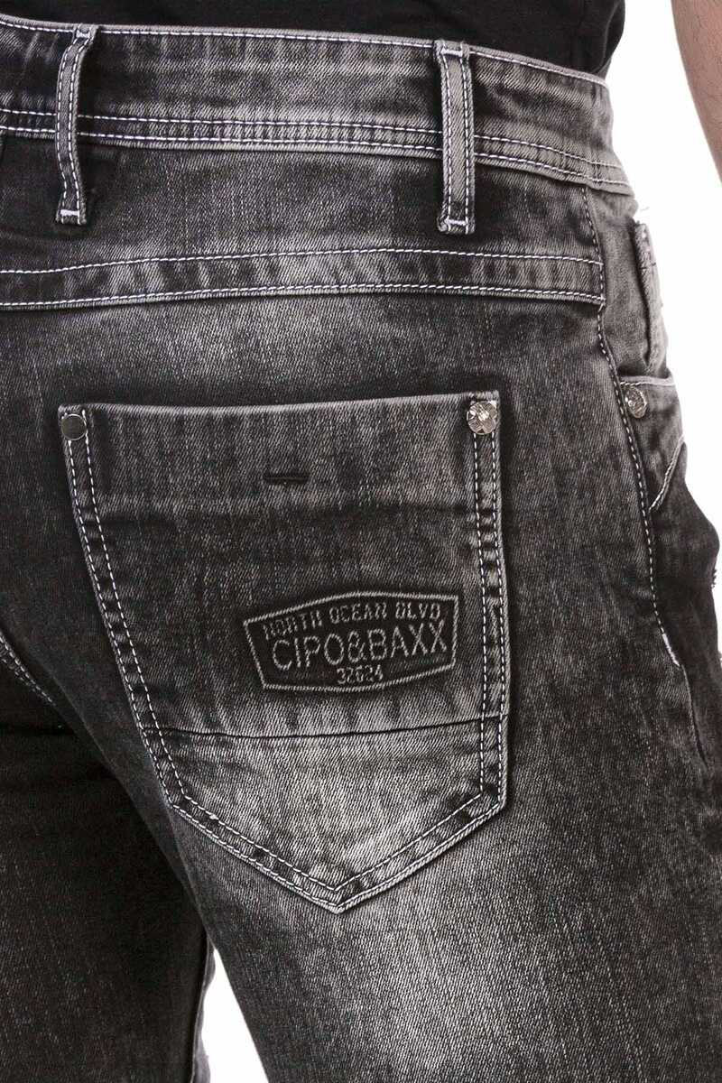 CD713 Herren Straight Fit-Jeans im Destroyed-Look mit Gürtel