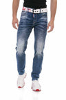 CD717 Herren Slim-Fit-Jeans mit tollen Stickereien