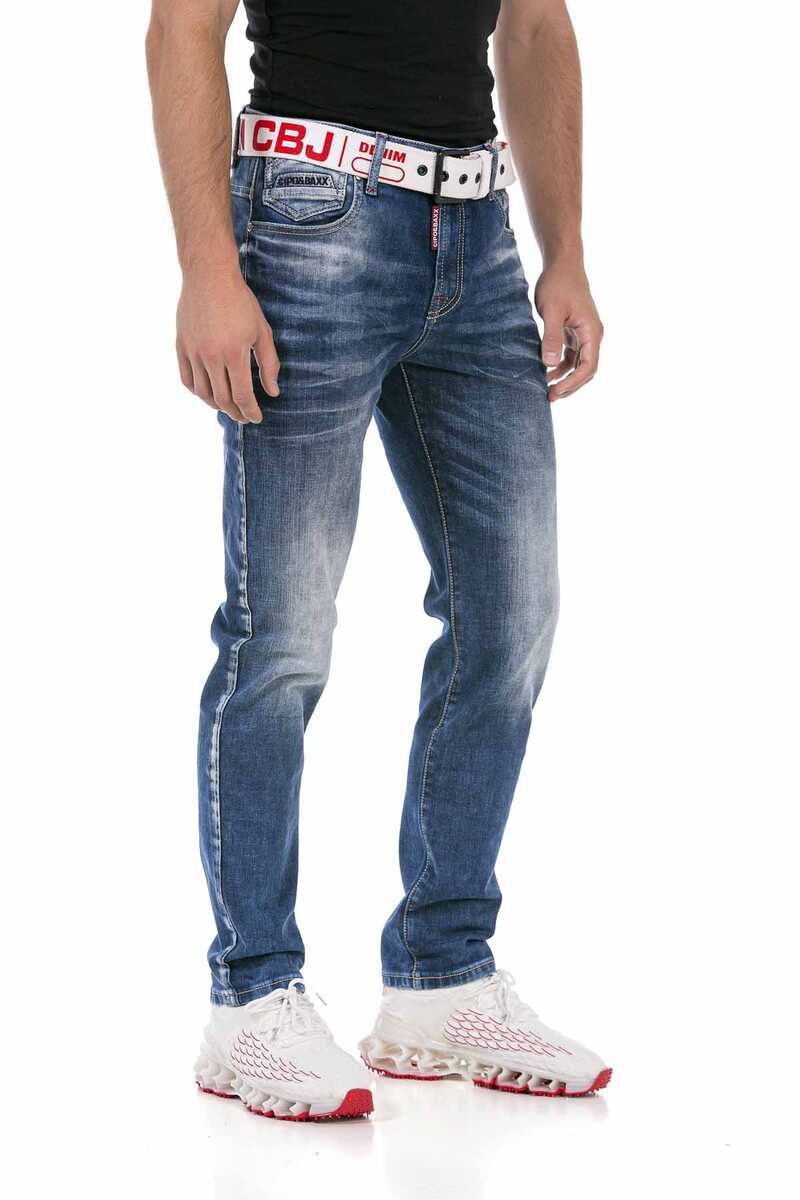 CD717 Herren Slim-Fit-Jeans mit tollen Stickereien