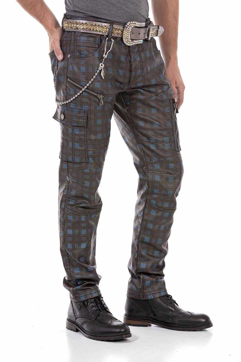 CD721 Men's Straight-Jeans with a casual checker pattern