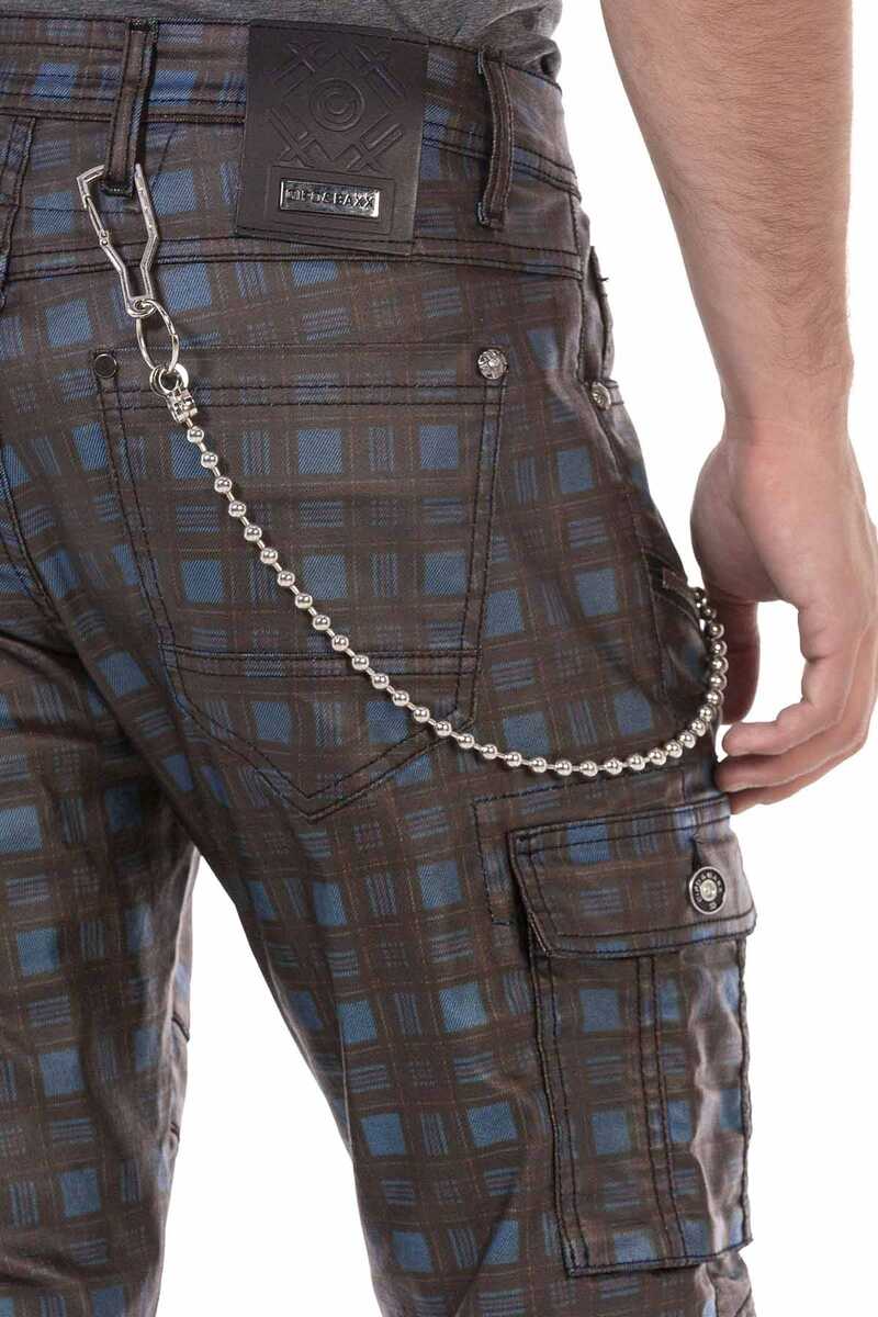 CD721 Men's Straight-Jeans with a casual checker pattern