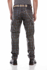 CD721 Men's Straight-Jeans with a casual checker pattern
