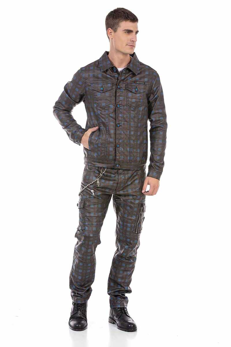 CD721 Men's Straight-Jeans with a casual checker pattern
