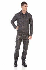 CD721 Men's Straight-Jeans with a casual checker pattern