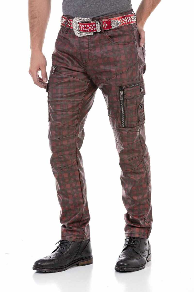 CD721 Men's Straight-Jeans with a casual checker pattern