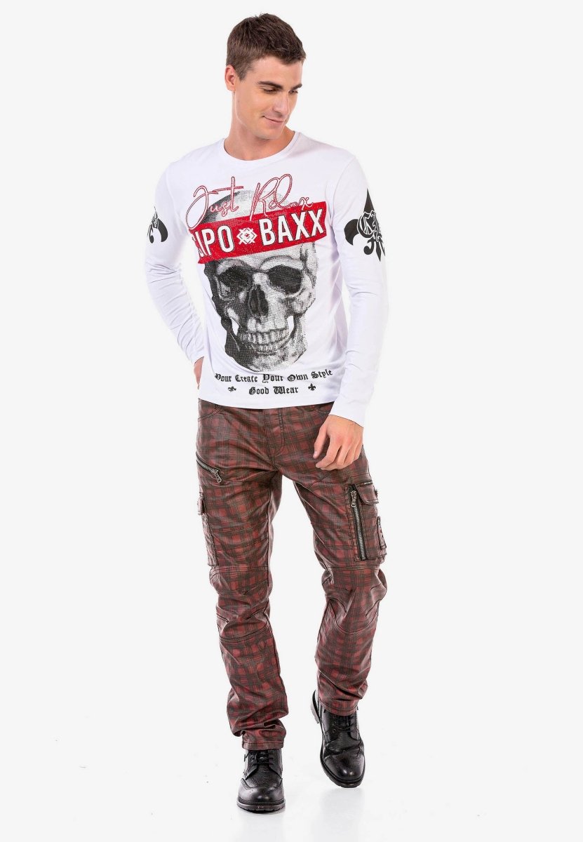 CD721 Men's Straight-Jeans with a casual checker pattern