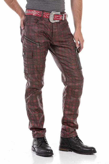 CD721 Men's Straight-Jeans with a casual checker pattern