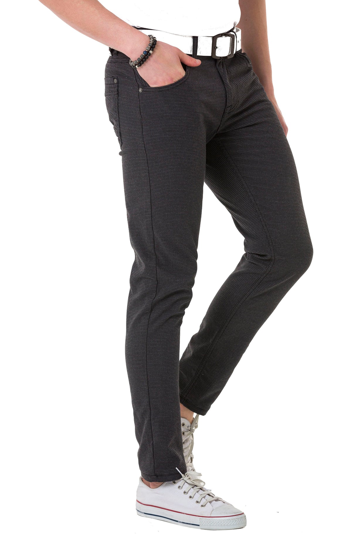 CD724 Heren Basic Broek met een Subtiel Ruitpatroon