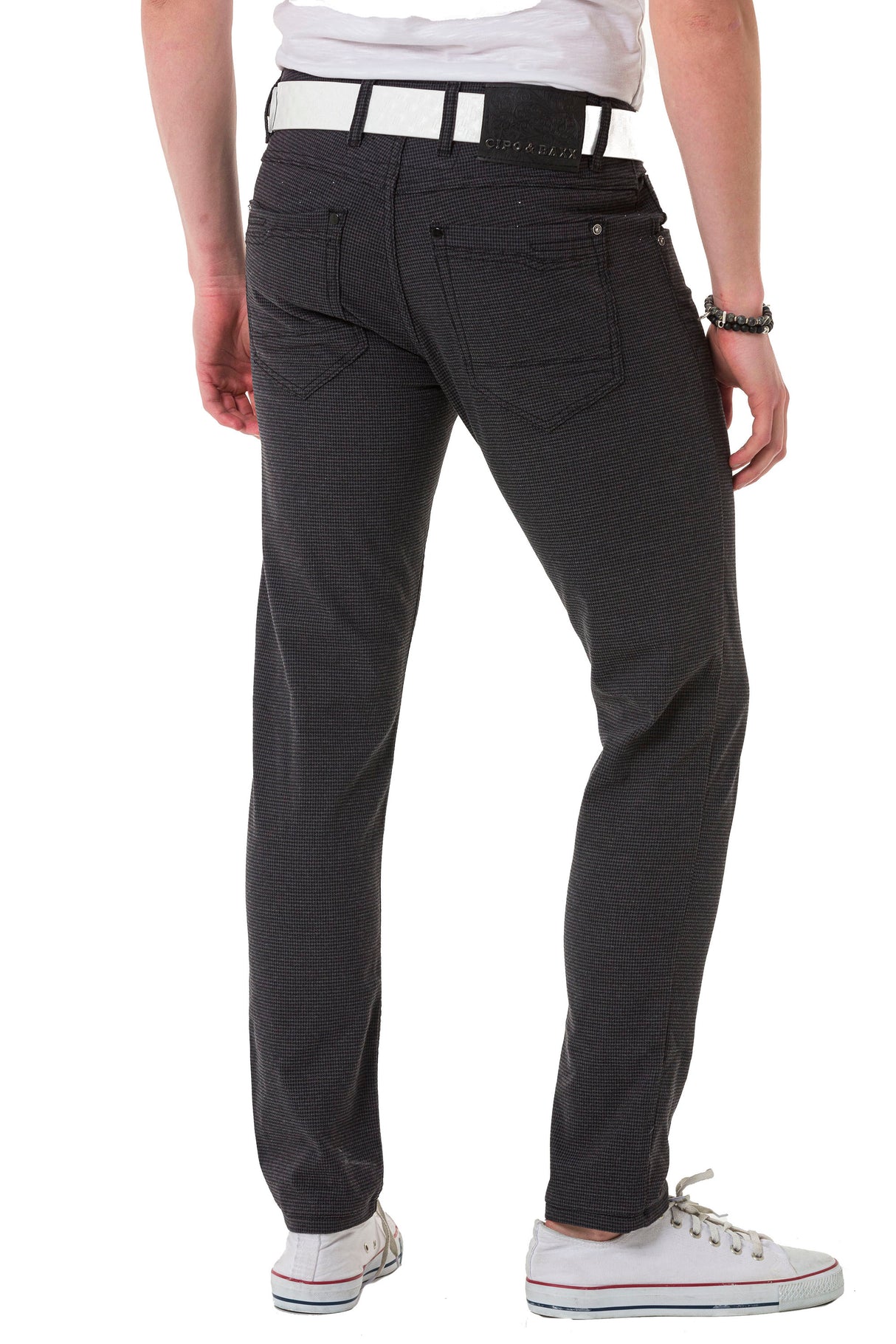 CD724 Heren Basic Broek met een Subtiel Ruitpatroon
