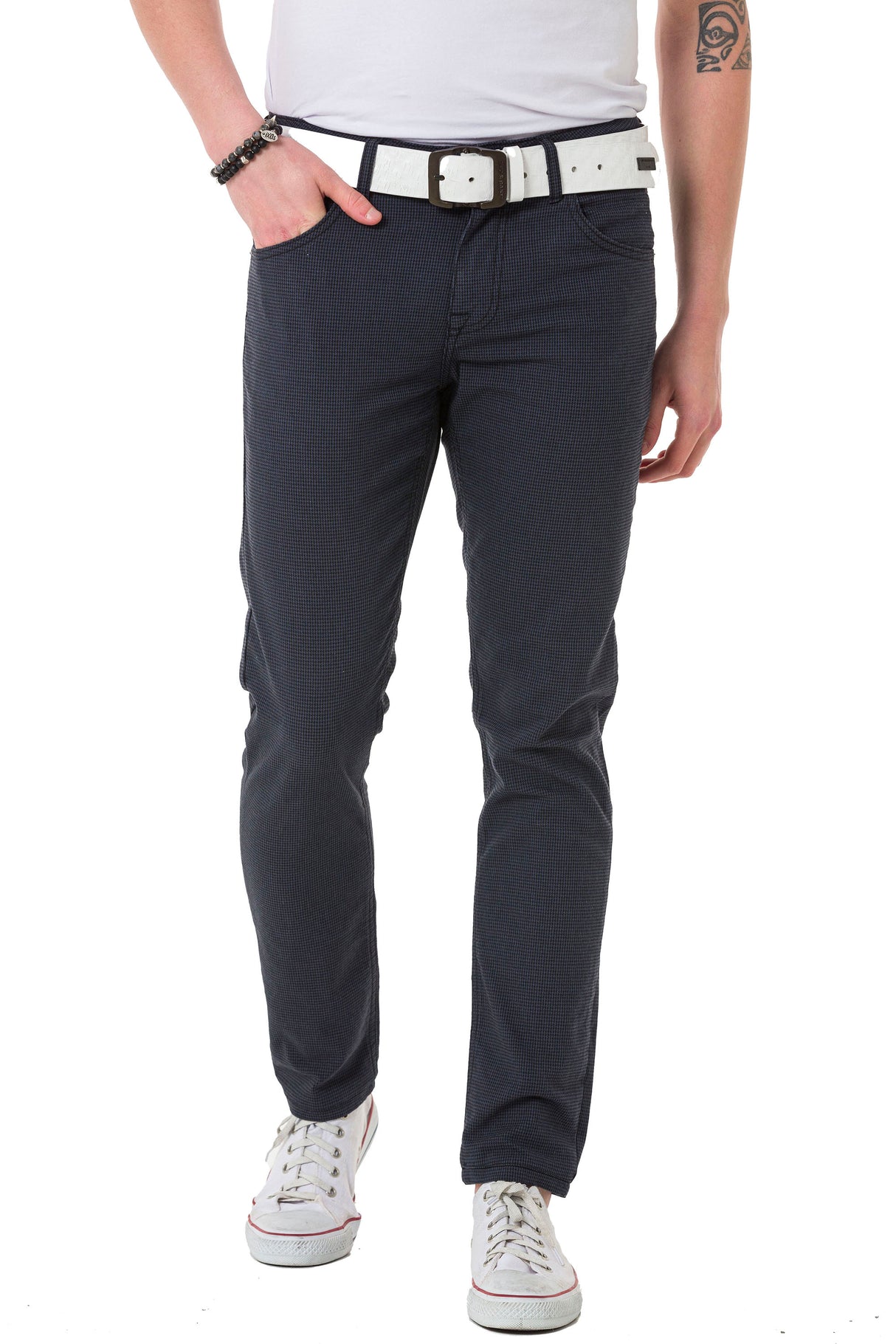 CD724 Heren Basic Broek met een Subtiel Ruitpatroon