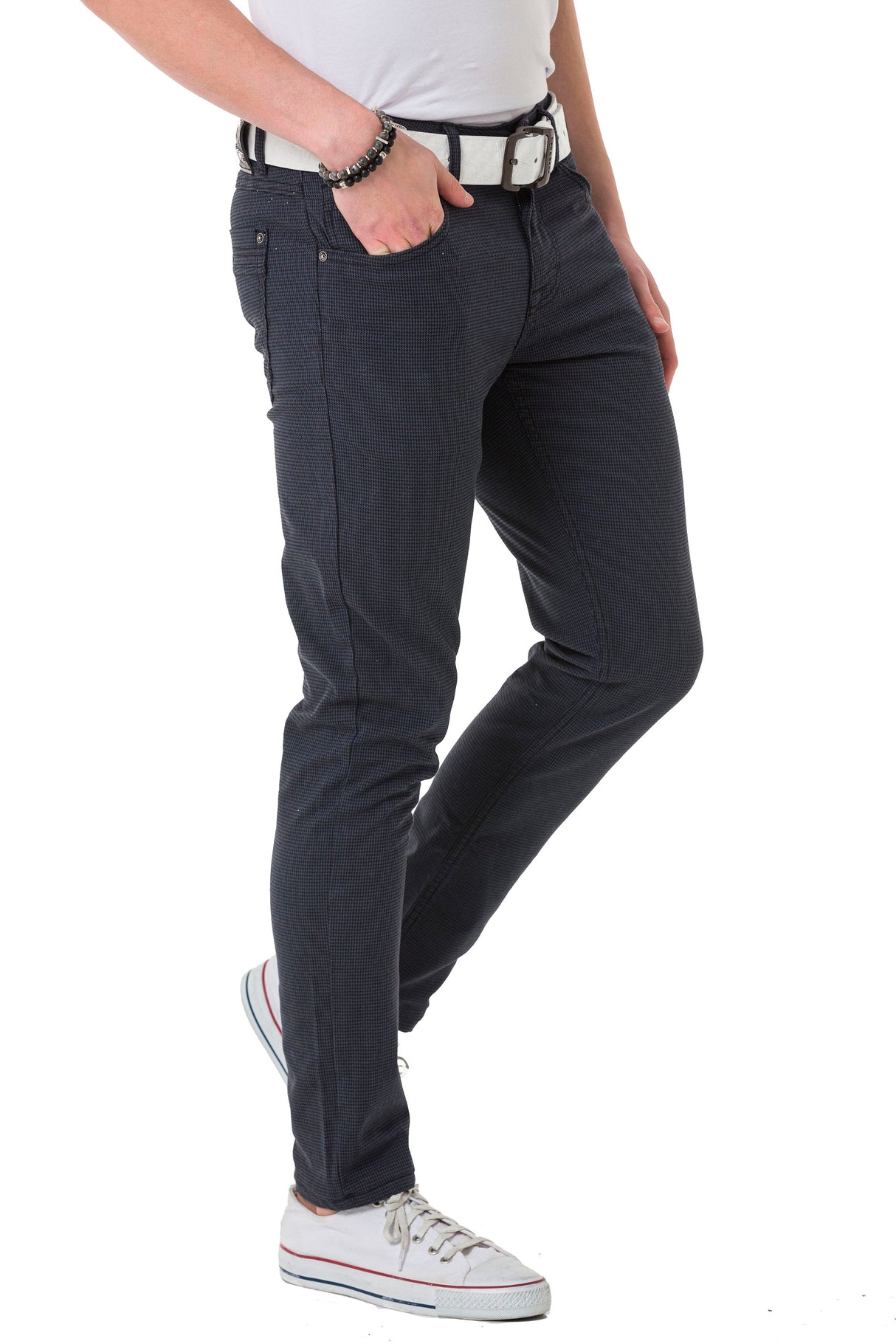 CD724 Heren Basic Broek met een Subtiel Ruitpatroon