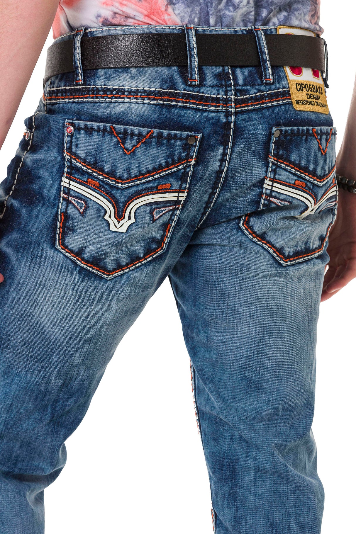 CD729 Jeans Slim-fit de hombres con bolsillos bordados