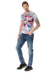 CD729 Jeans Slim-fit de hombres con bolsillos bordados