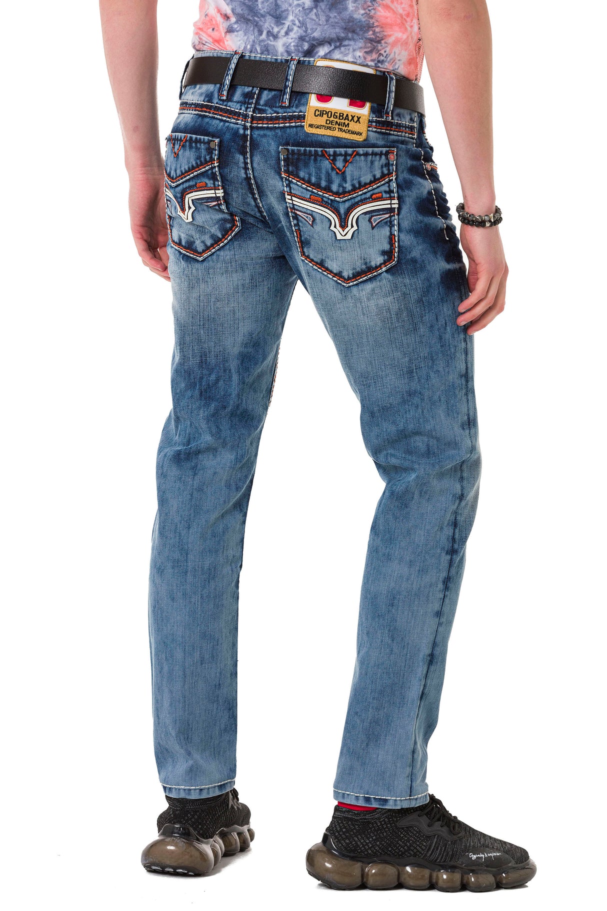 CD729 Jeans Slim-fit de hombres con bolsillos bordados