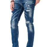 CD781 Jeans droit pour hommes, look destroyed à la mode